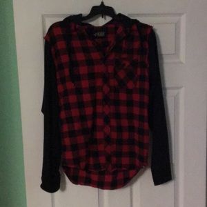 Long sleeve button down hoodie